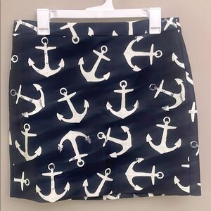 New J.Crew Nautical Anchor Print Skirt - Black and White Size 8